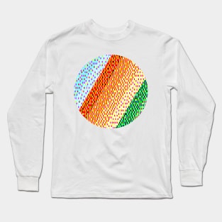 Retro Pixel Art Aqua,Orange and Green 8-bit Stripes Long Sleeve T-Shirt